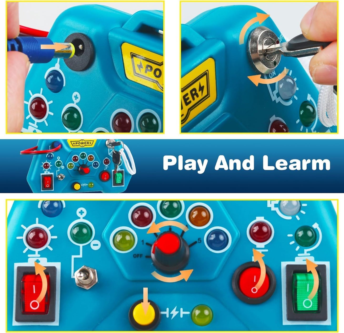 Montessori Busy Board – LED Switch Panel Toy for Toddlers