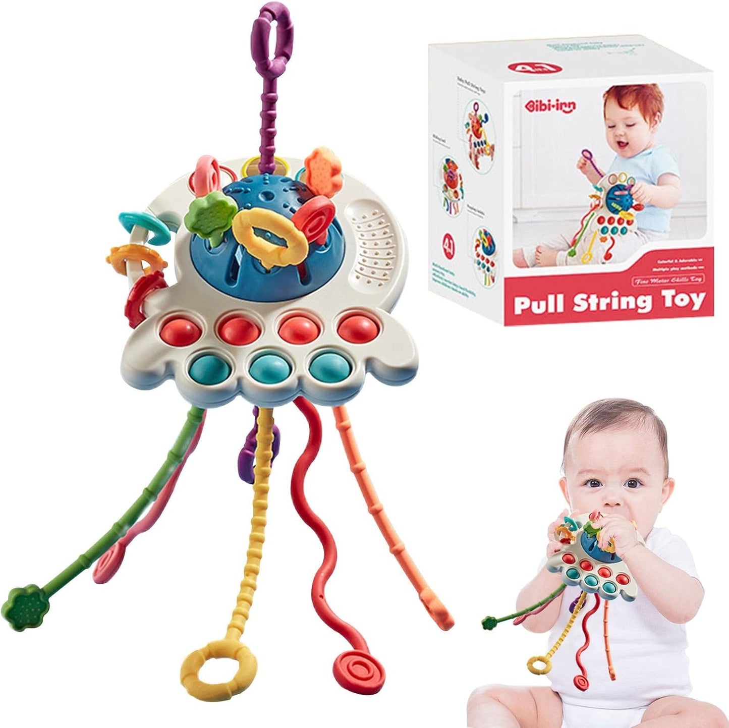 Pull String Toys Baby Montessori Sensory Toys product image showing safe and cute design for babies