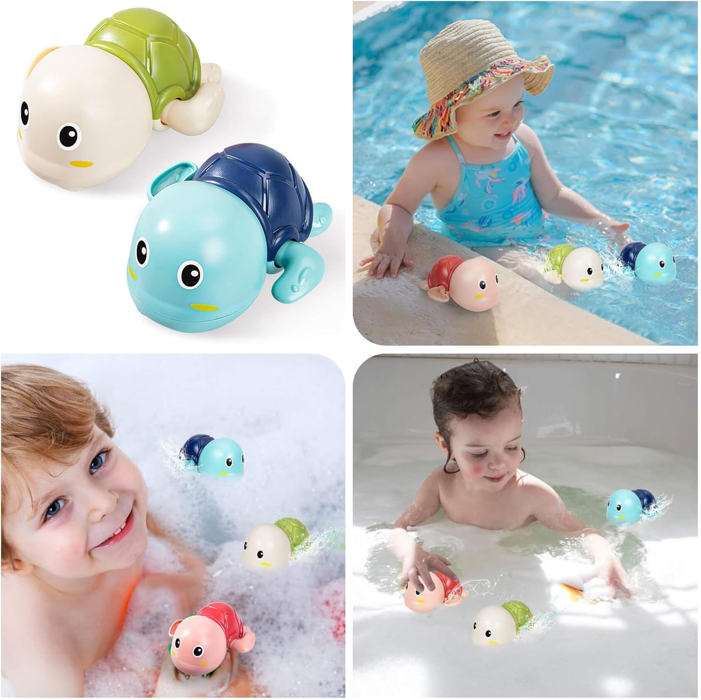 Wind-Up Turtle Bath Toys – Set of 3