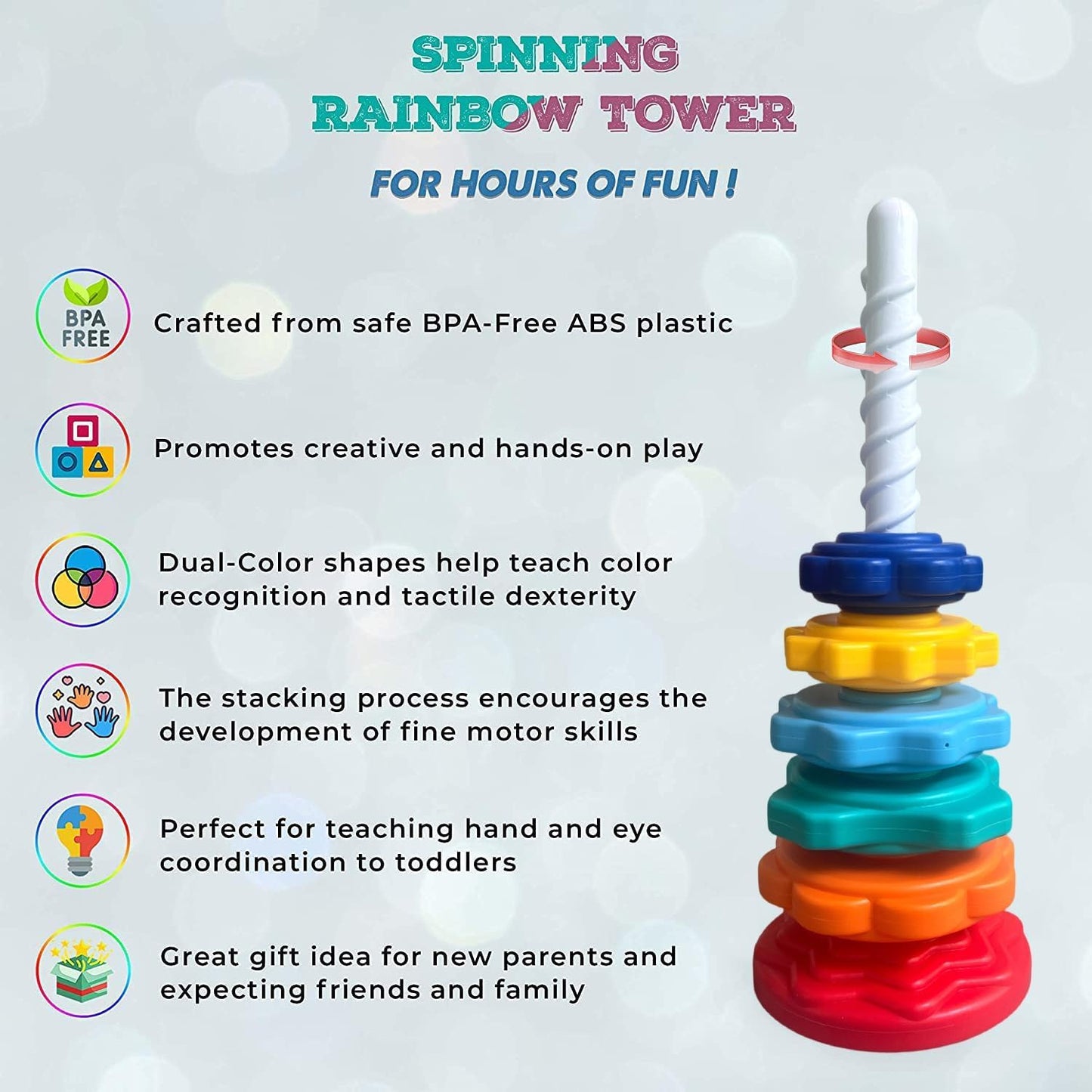 Premium Rainbow Spinning and Stacking Toy
