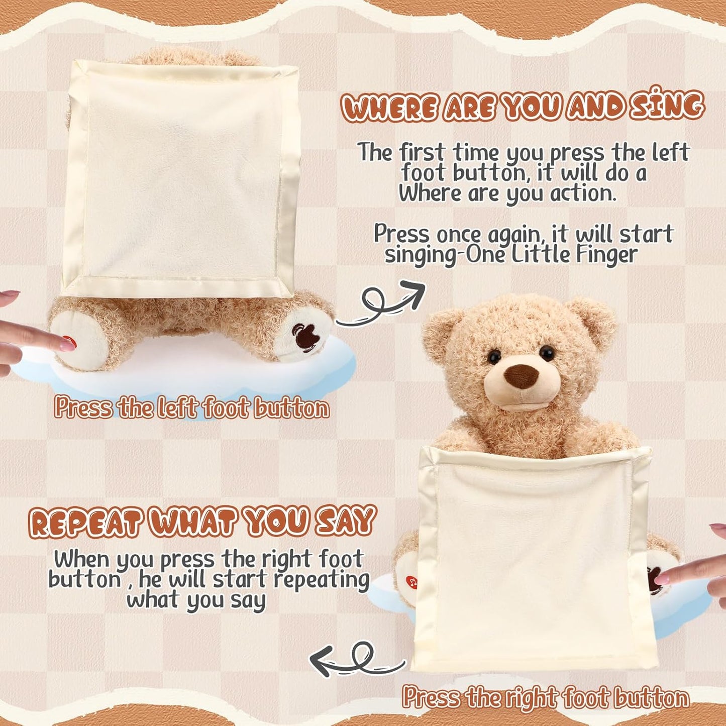 Peek A Boo Bear with Security Blanket