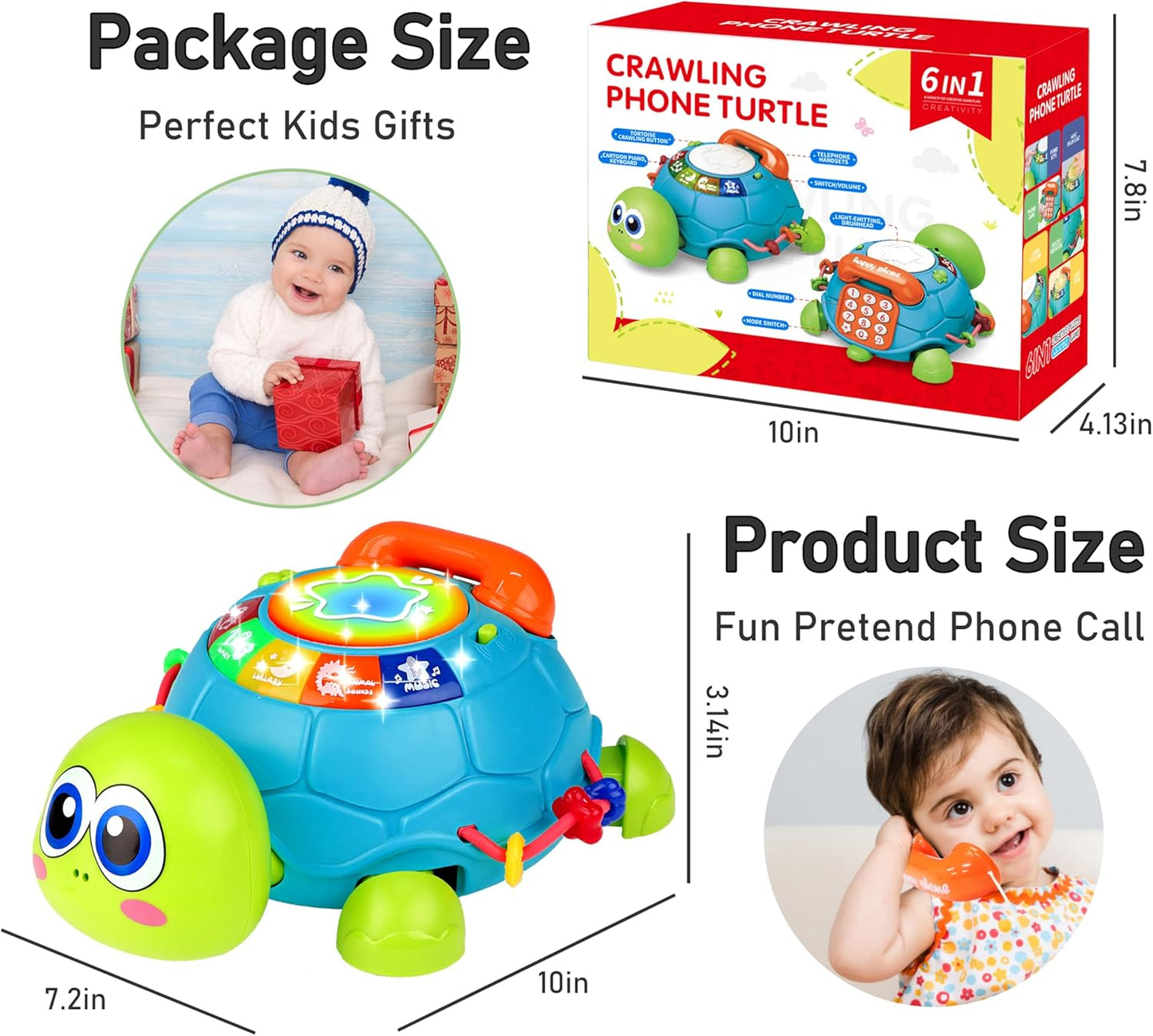 Interactive Turtle Educational Toy – Musical Crawling Toy for Babies (6–18 Months)