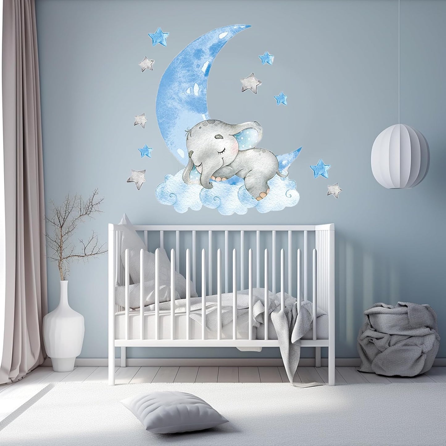 Elephant & Stars Nursery Wall Sticker Decals