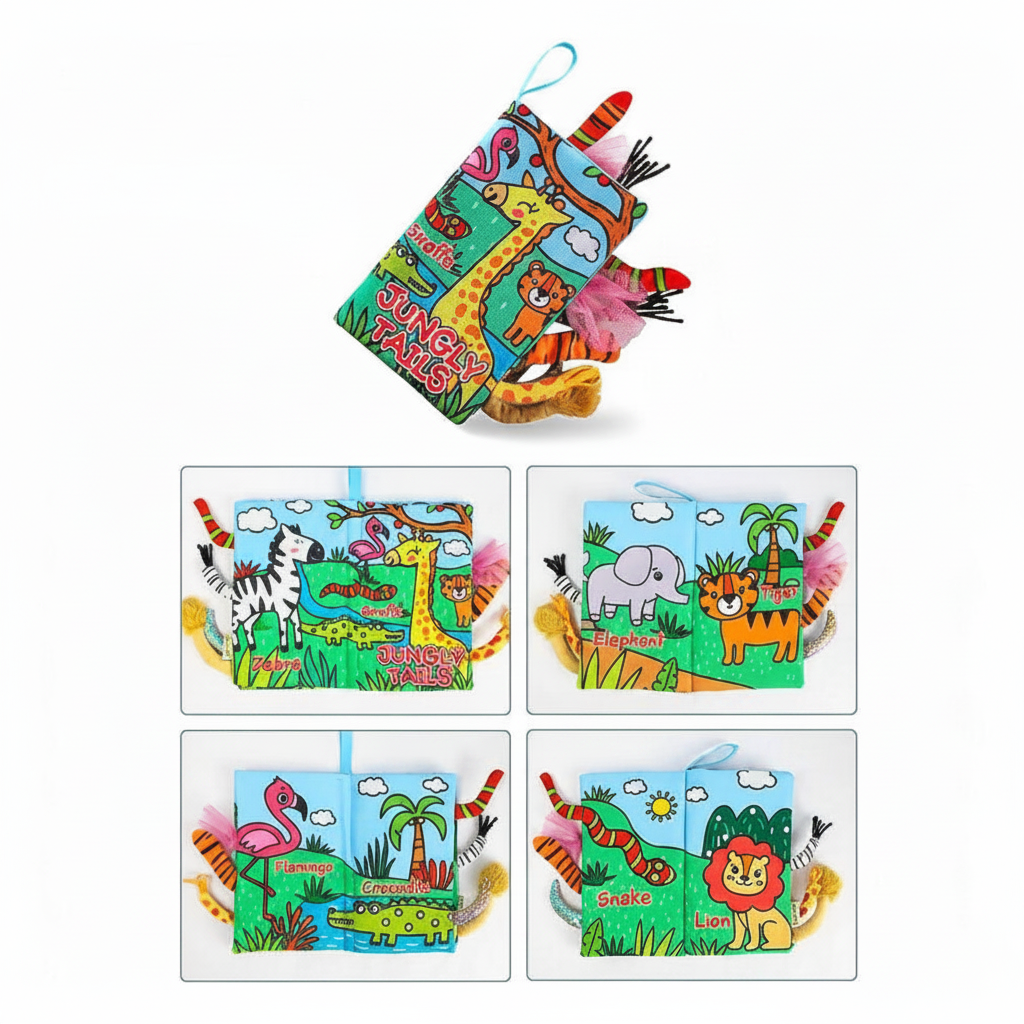 Sensory Animal Tail Cloth Book – Large Size