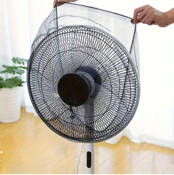 Stretchable Mesh Fan Guard โ Child Finger Protection & Dust Cover (Reusable & Washable)