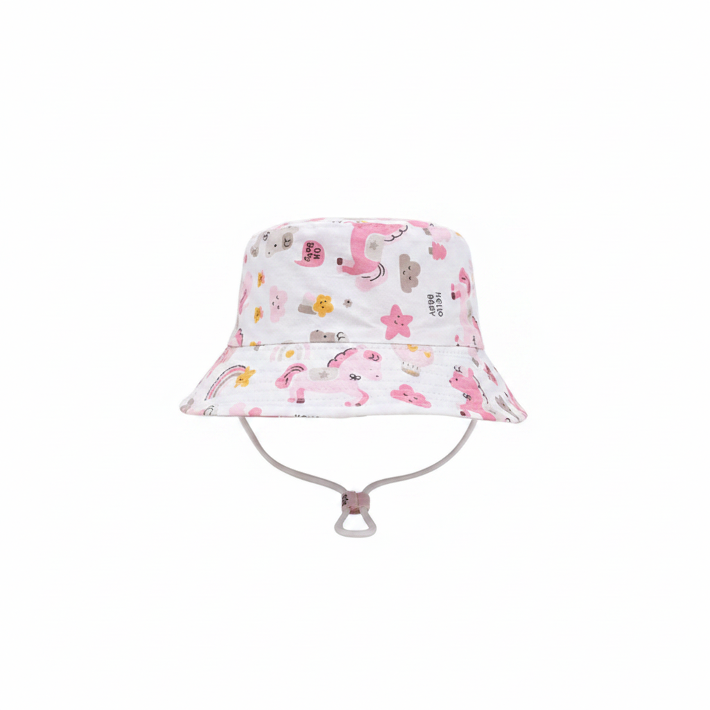 Toddler Cotton Summer Hat – UV Protection with Adjustable Strap (1–2 Years)