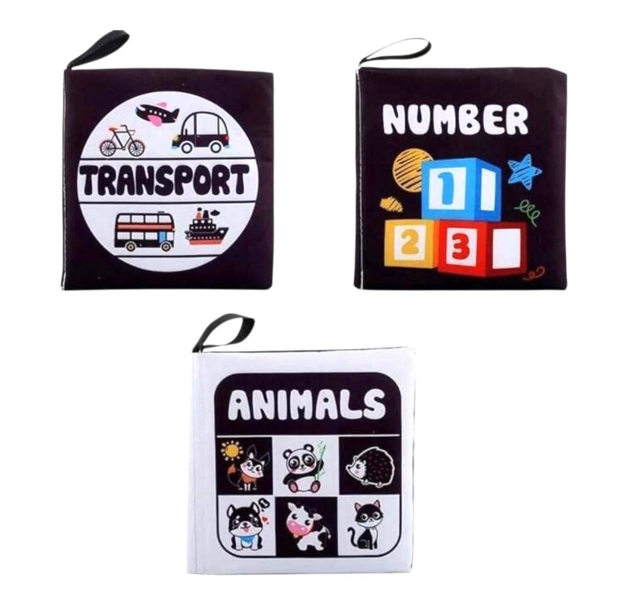 Black & White Baby Books – Soft Educational Set (Pack of 3)