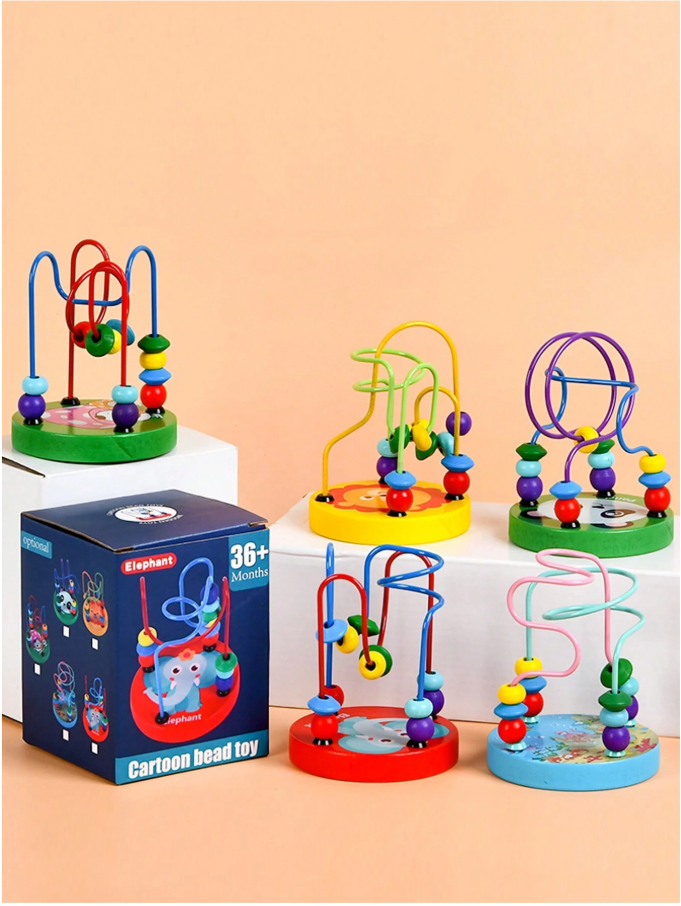 Wooden Colorful Roller Coaster Educational Circle Toys