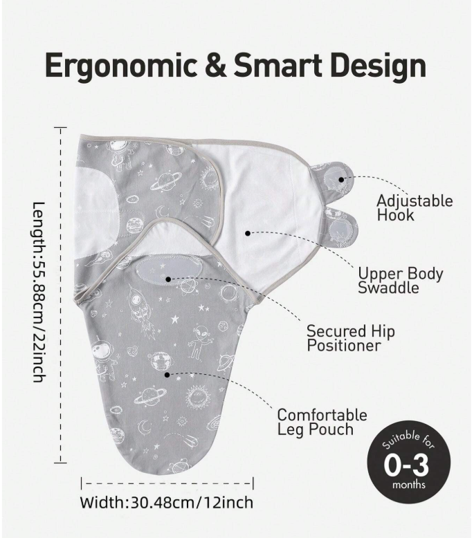 Baby Swaddle Wraps for 0-3 Months (Pack of 3)