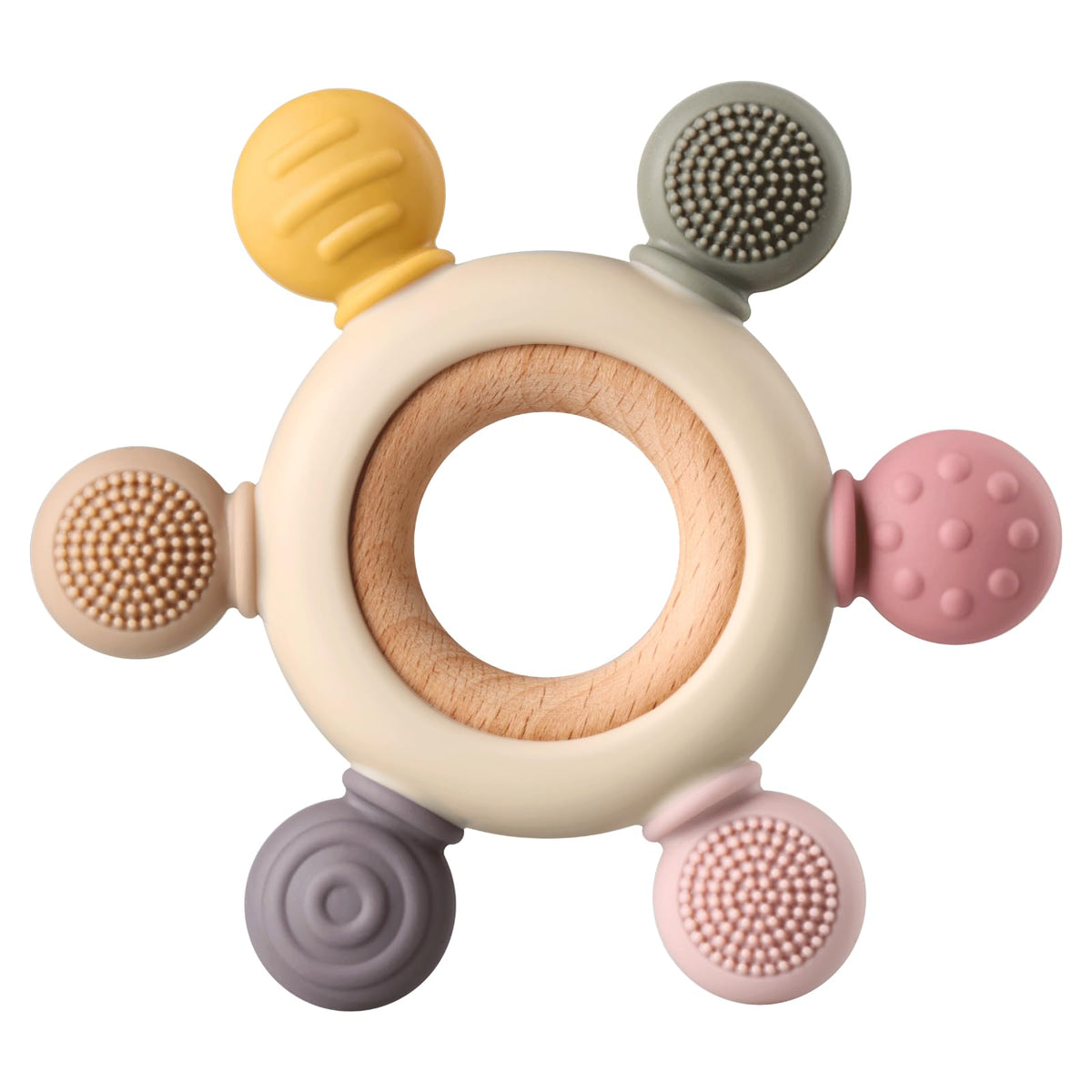 Wooden and silicone baby teether – Teething & Soothing at Huglet