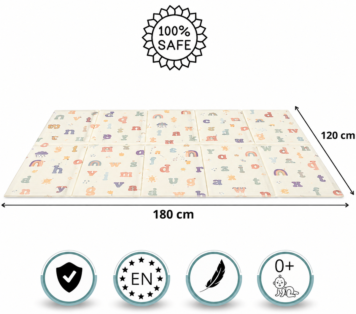 Foldable Foam Baby Play Mat 180x120CM