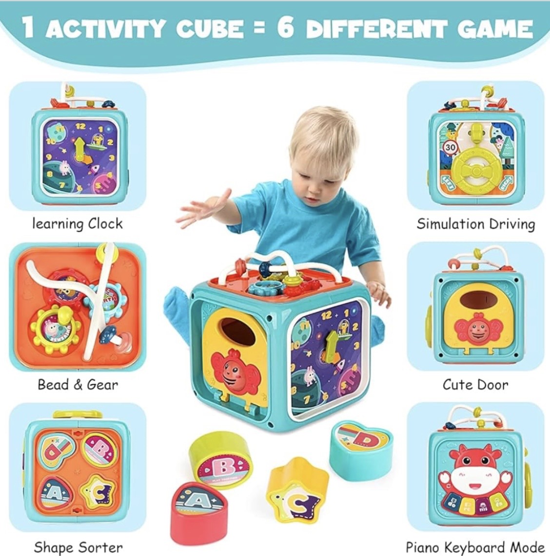 Baby Toy Activity Cube Toy for Age 1 + Year Old 6 Month Old Baby Toys