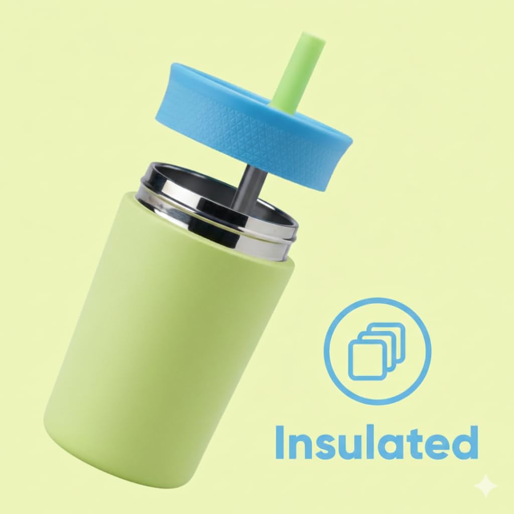 Stainless Steel Insulated Cup with Silicone Straw - 350ML