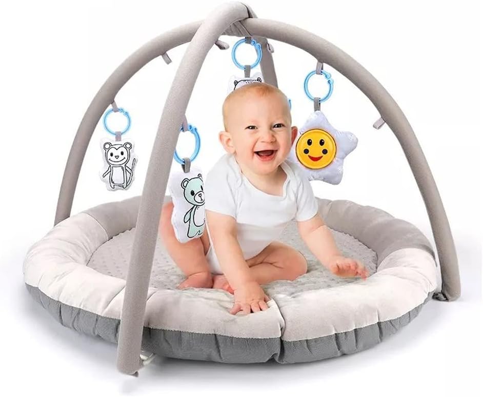 Baby Play Gym & Activity Mat with Soft Plush Elephant Pillow