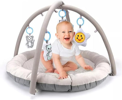 Baby Play Gym & Activity Mat with Soft Plush Elephant Pillow