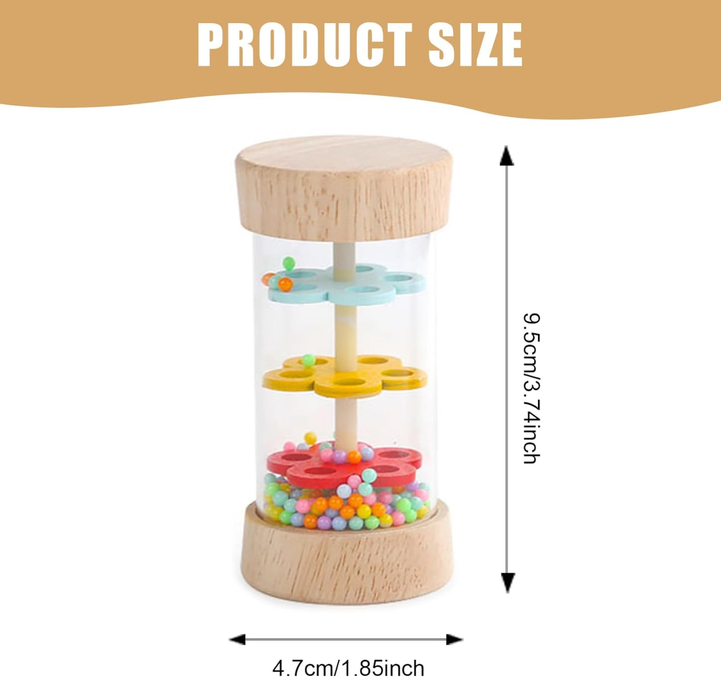 Rainmaker Wooden Baby Rain Stick with Colorful Beads