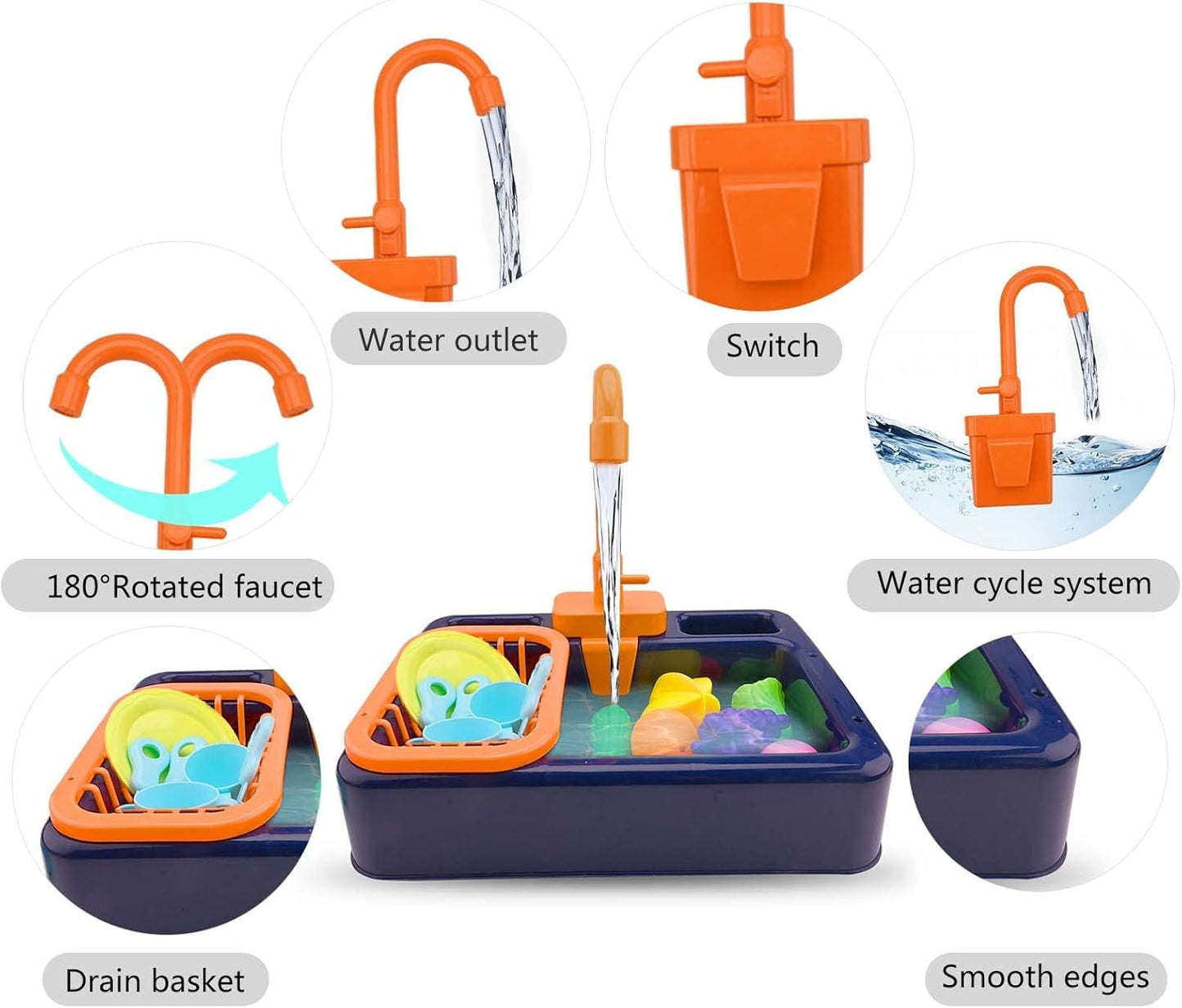 Kids Kitchen Toy Set – Real Sink with Water Circulation