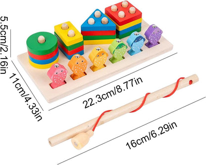 Wooden Magnetic 3D Fishing Game Toy for Kids