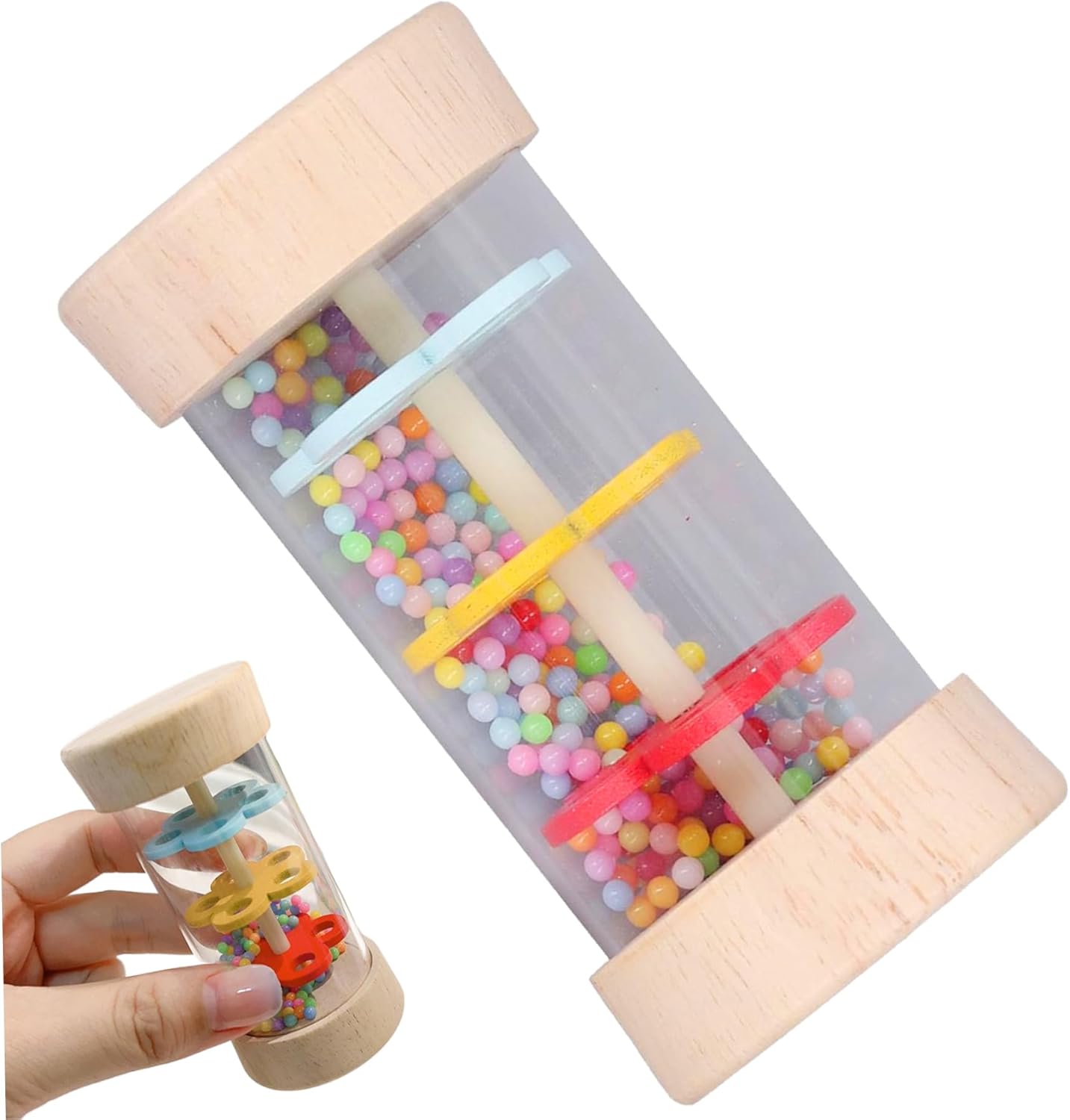 Rainmaker Wooden Baby Rain Stick with Colorful Beads