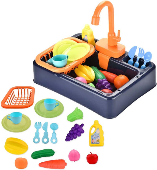 Kids Kitchen Toys Set with Automatic Water Circulation product image showing safe and cute design for babies