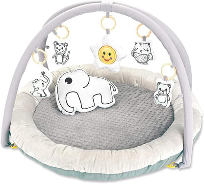 Baby Play Gym & Activity Mat with Soft Plush Elephant Pillow