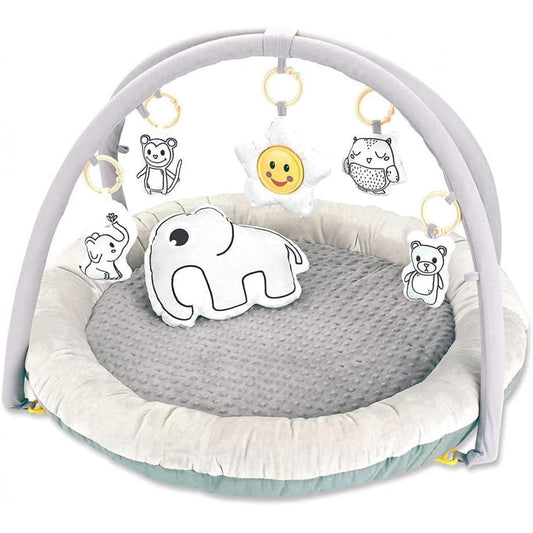 Baby Play Gym & Activity Mat with Soft Plush Elephant Pillow