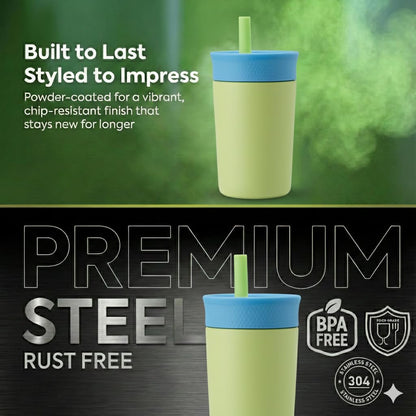 Stainless Steel Insulated Cup with Silicone Straw - 350ML