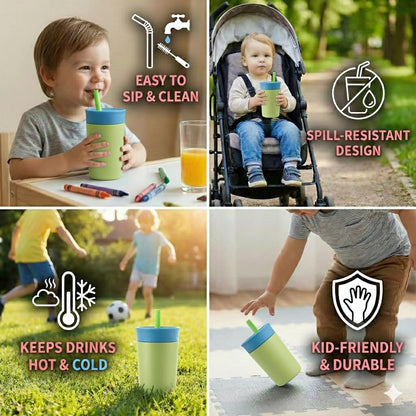 Stainless Steel Insulated Cup with Silicone Straw - 350ML