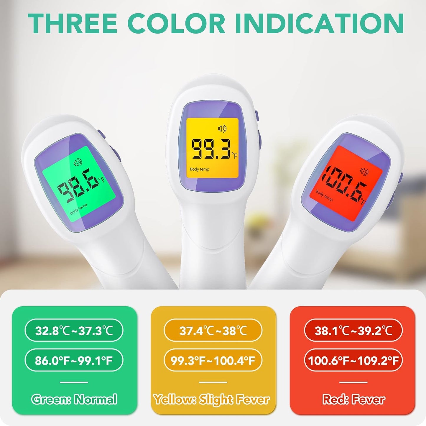 Infrared Forehead Thermometer with 3 in 1 LCD Display