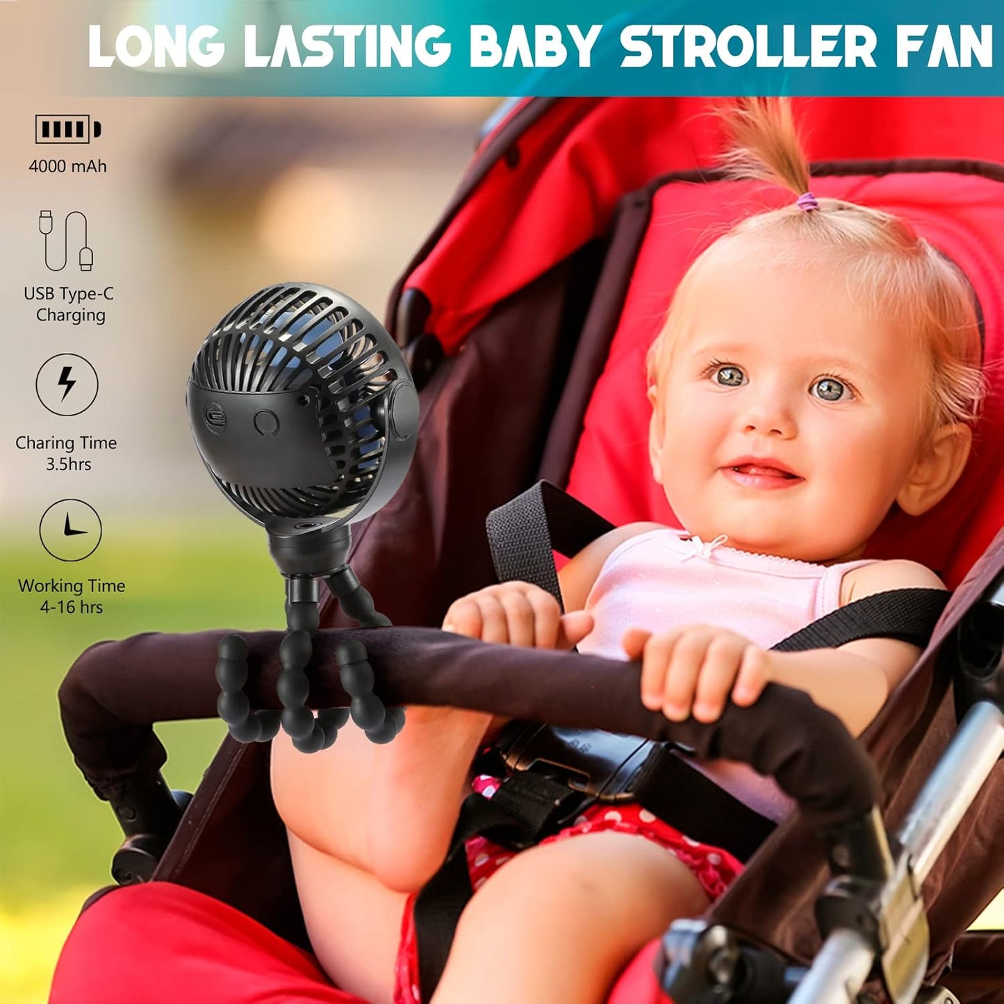 SNAWOWO Portable Baby Stroller Fan