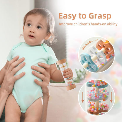 Rainmaker Wooden Baby Rain Stick with Colorful Beads