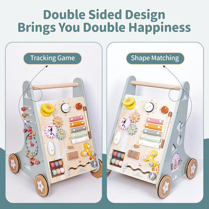Premium Wooden Baby Activity Walker – Montessori Push Toy for Early Learning & First Steps