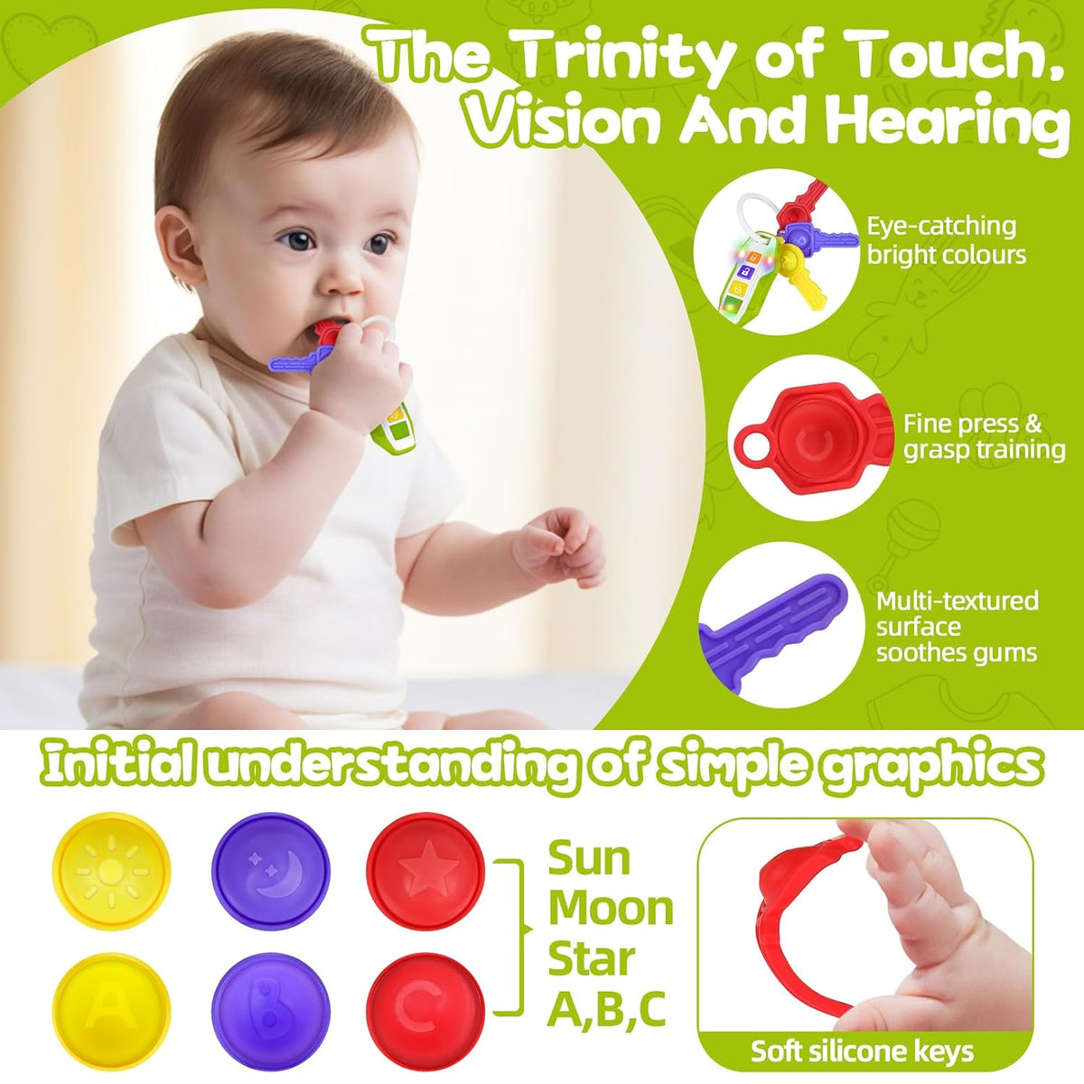 Baby Car Key Teether Toy with Music and Light