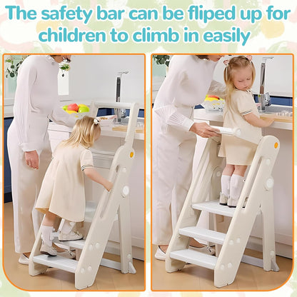 3 Adjustable Heights Montessori Toddler Standing Tower