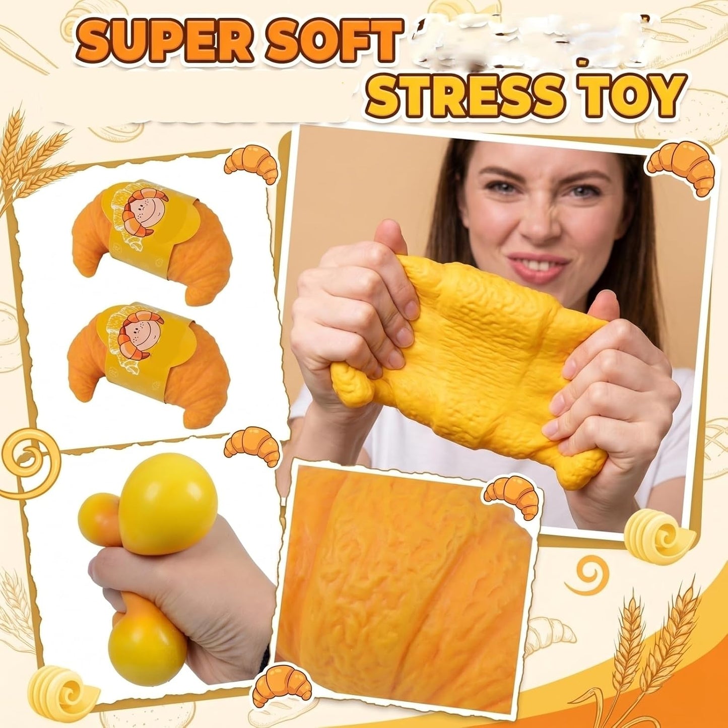 Soft Croissant Squishy Toy - 7 CM
