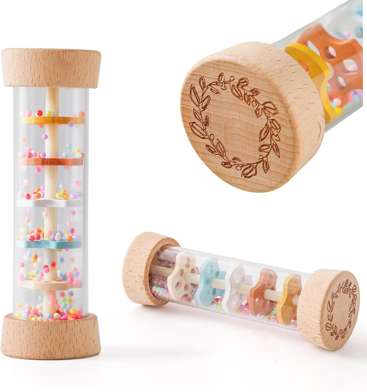 Rainmaker Wooden Baby Rain Stick with Colorful Beads