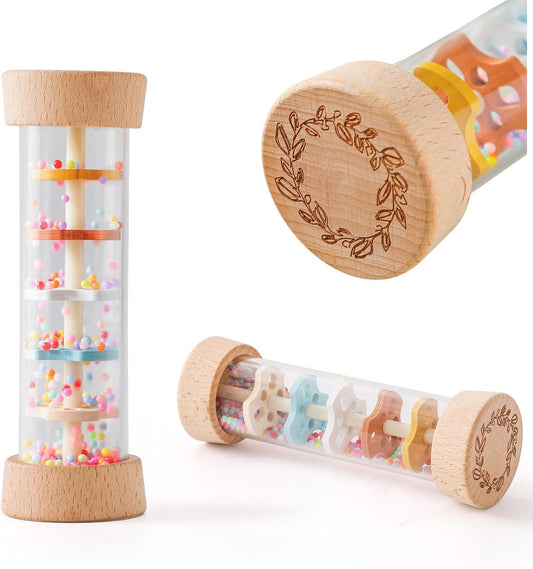 Rainmaker Wooden Baby Rain Stick with Colorful Beads
