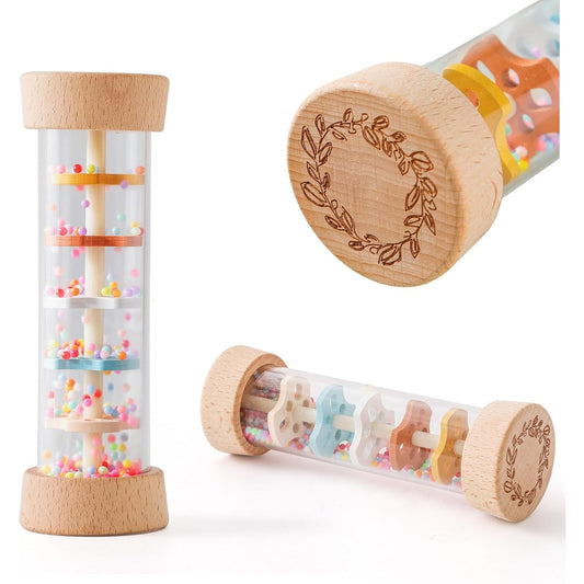 Rainmaker Wooden Baby Rain Stick with Colorful Beads