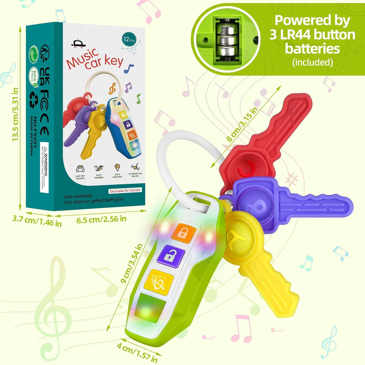 Baby Car Key Teether Toy with Music and Light