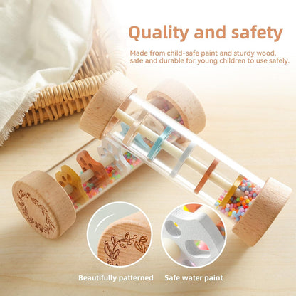 Rainmaker Wooden Baby Rain Stick with Colorful Beads