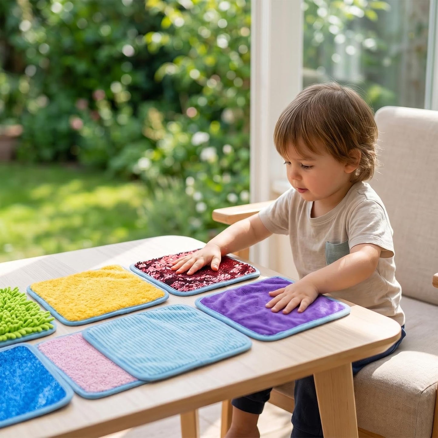 8 Set Sensory Mats Assorted Textured  Floor Tiles Educational Tactile Toys for Activity
