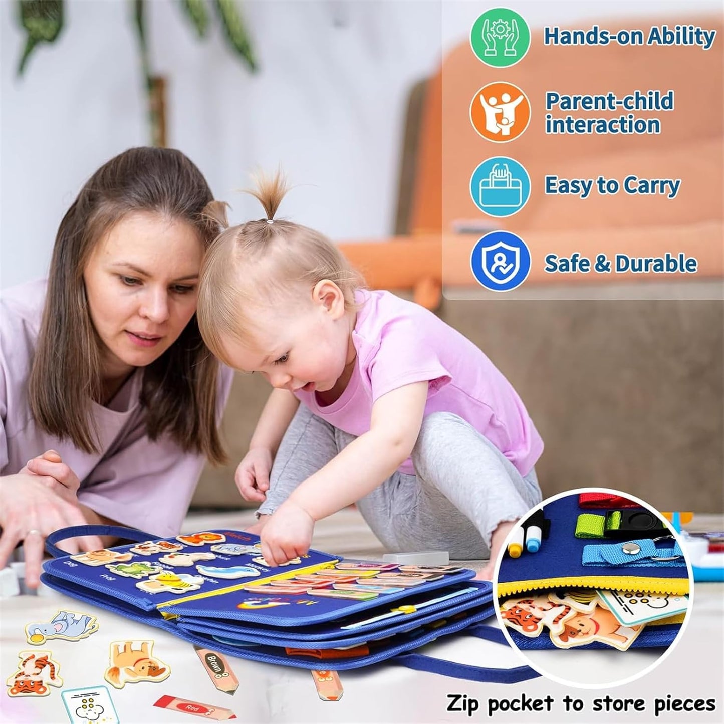 Montessori Busy Book for Toddlers - 10 Interactive Activity Pages