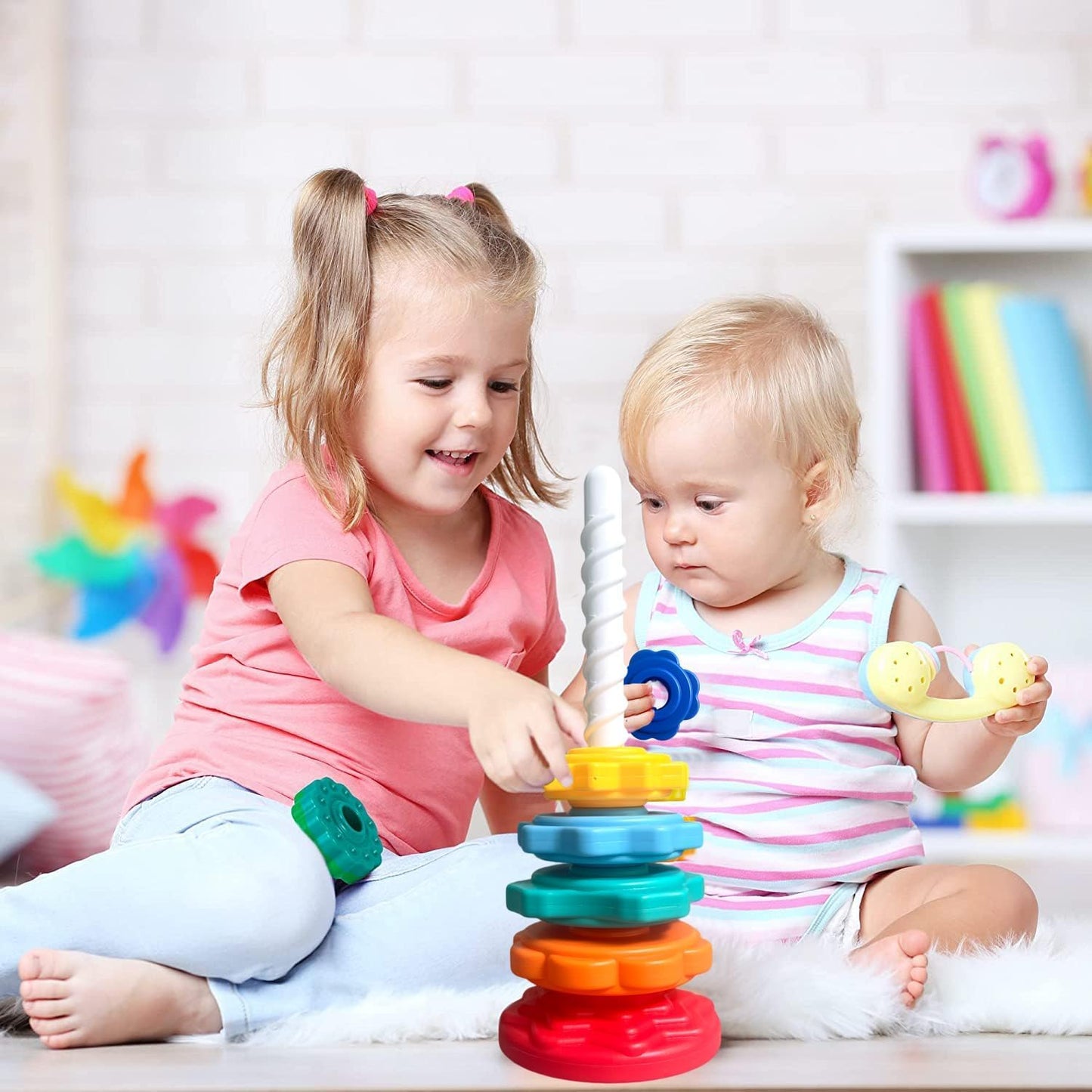 Premium Rainbow Spinning and Stacking Toy
