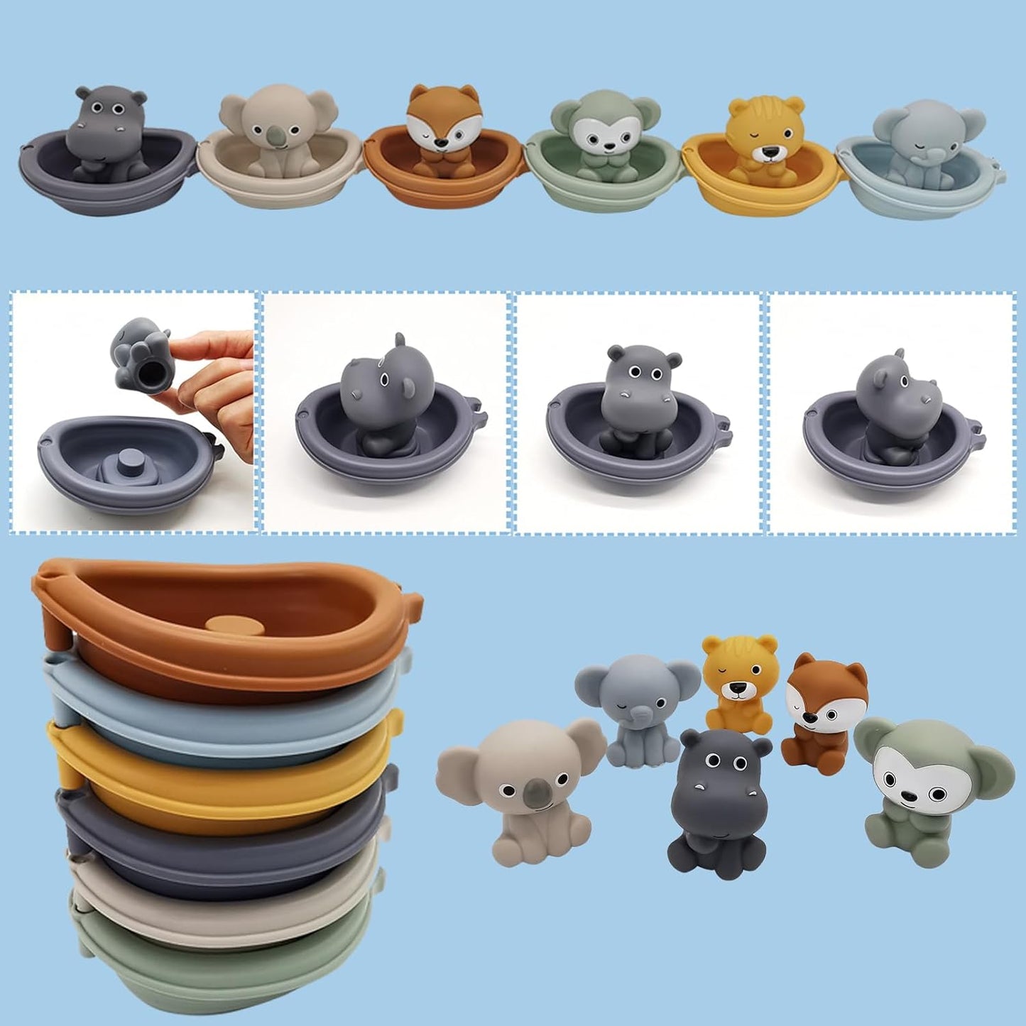 Bath Toys Floating Boats – 12 Pcs Baby Set