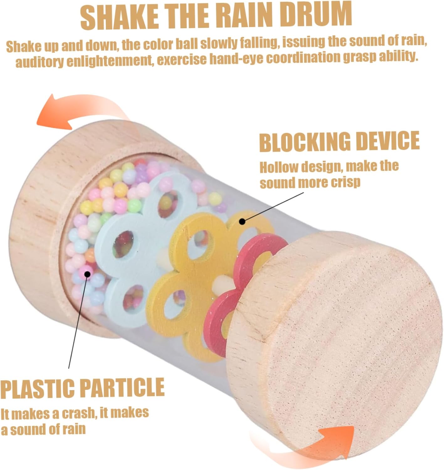Rainmaker Wooden Baby Rain Stick with Colorful Beads
