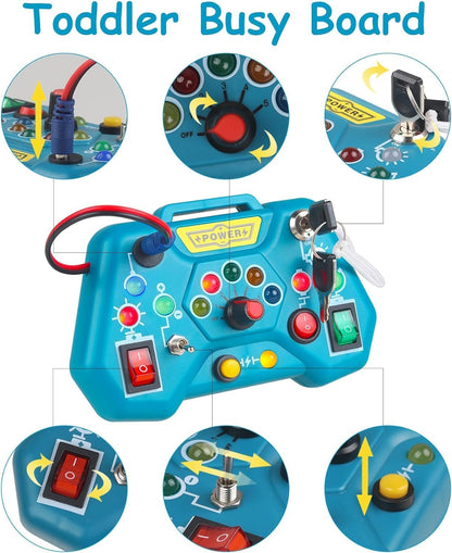 Montessori Busy Board – LED Switch Panel Toy for Toddlers