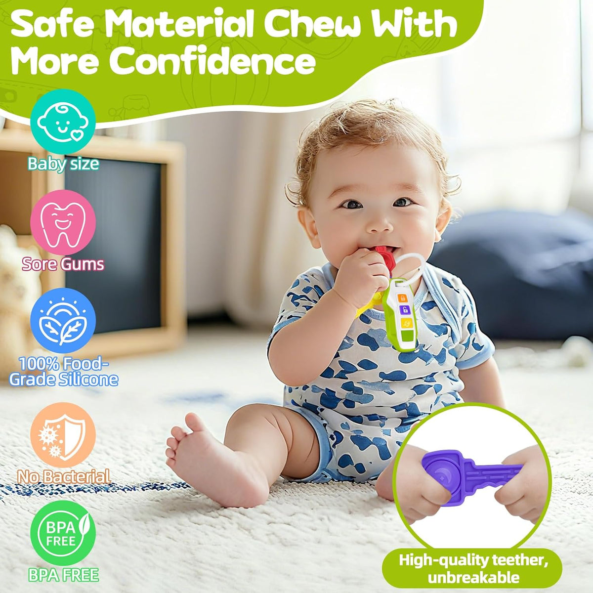 Baby Car Key Teether Toy with Music and Light