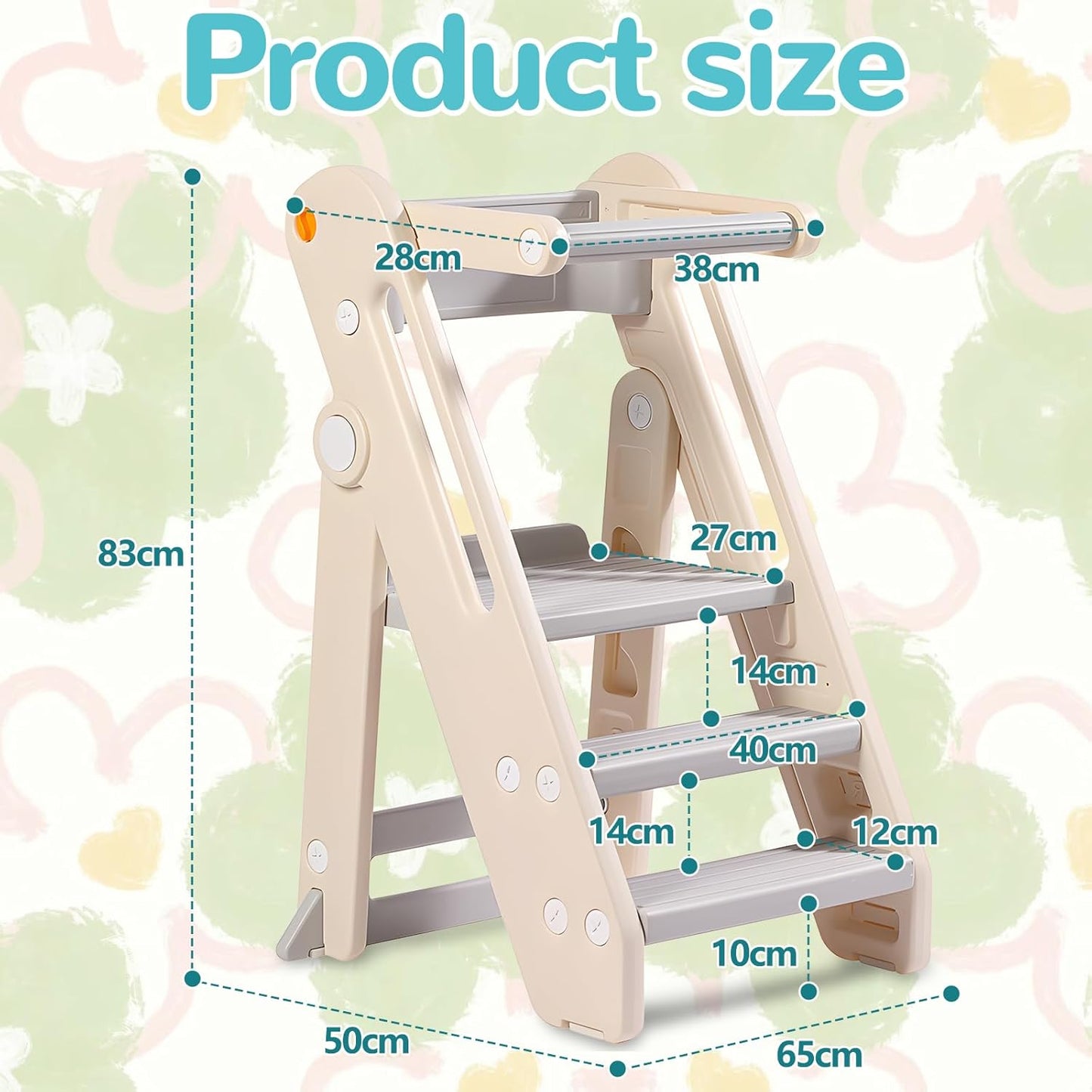 3 Adjustable Heights Montessori Toddler Standing Tower