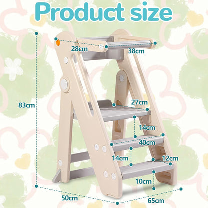 3 Adjustable Heights Montessori Toddler Standing Tower