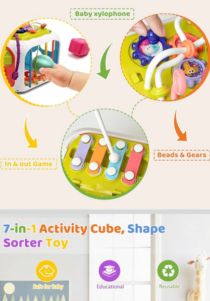 booko Activity Cube 7in1 – Montessori Toy for 1-2 Year Old Babies